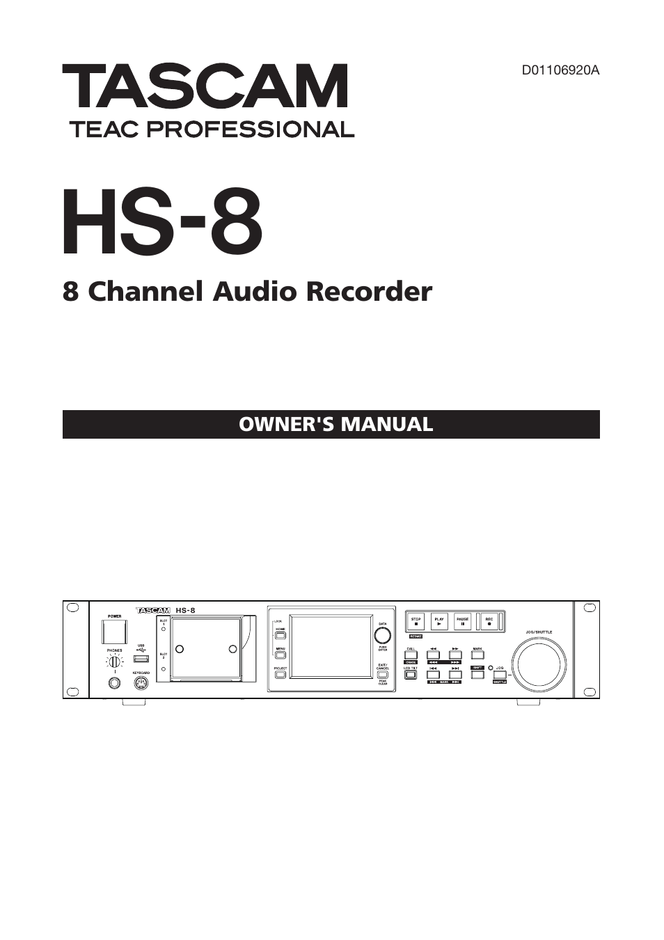 Tascam HS-8 User Manual | 72 pages