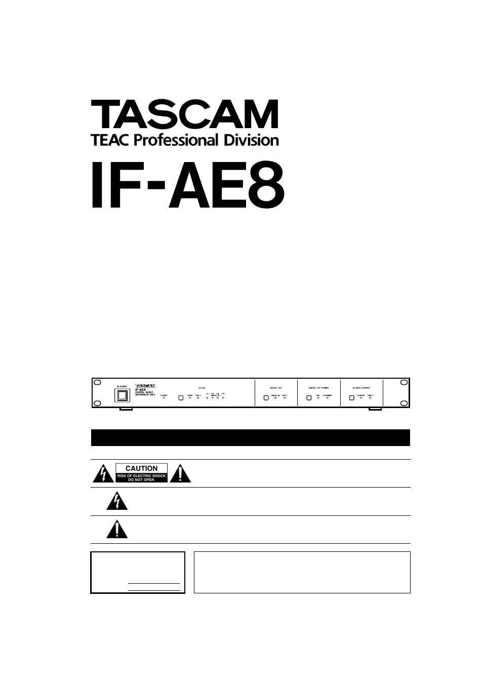 Tascam IF-AE8 User Manual | 8 pages