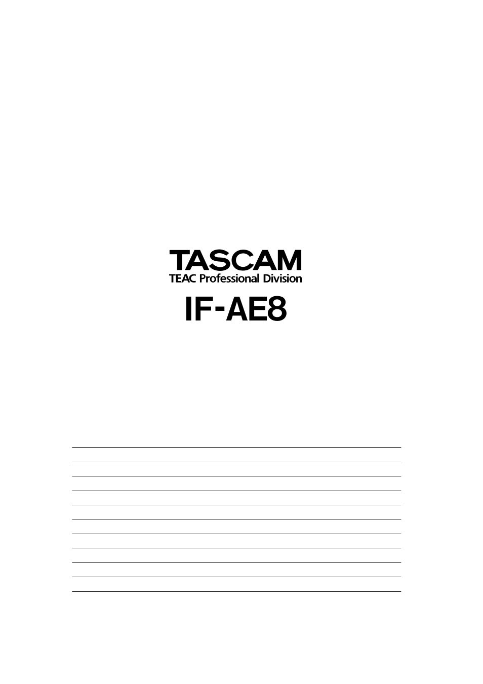 If-ae8, Teac corporation | Tascam IF-AE8 User Manual | Page 8 / 8