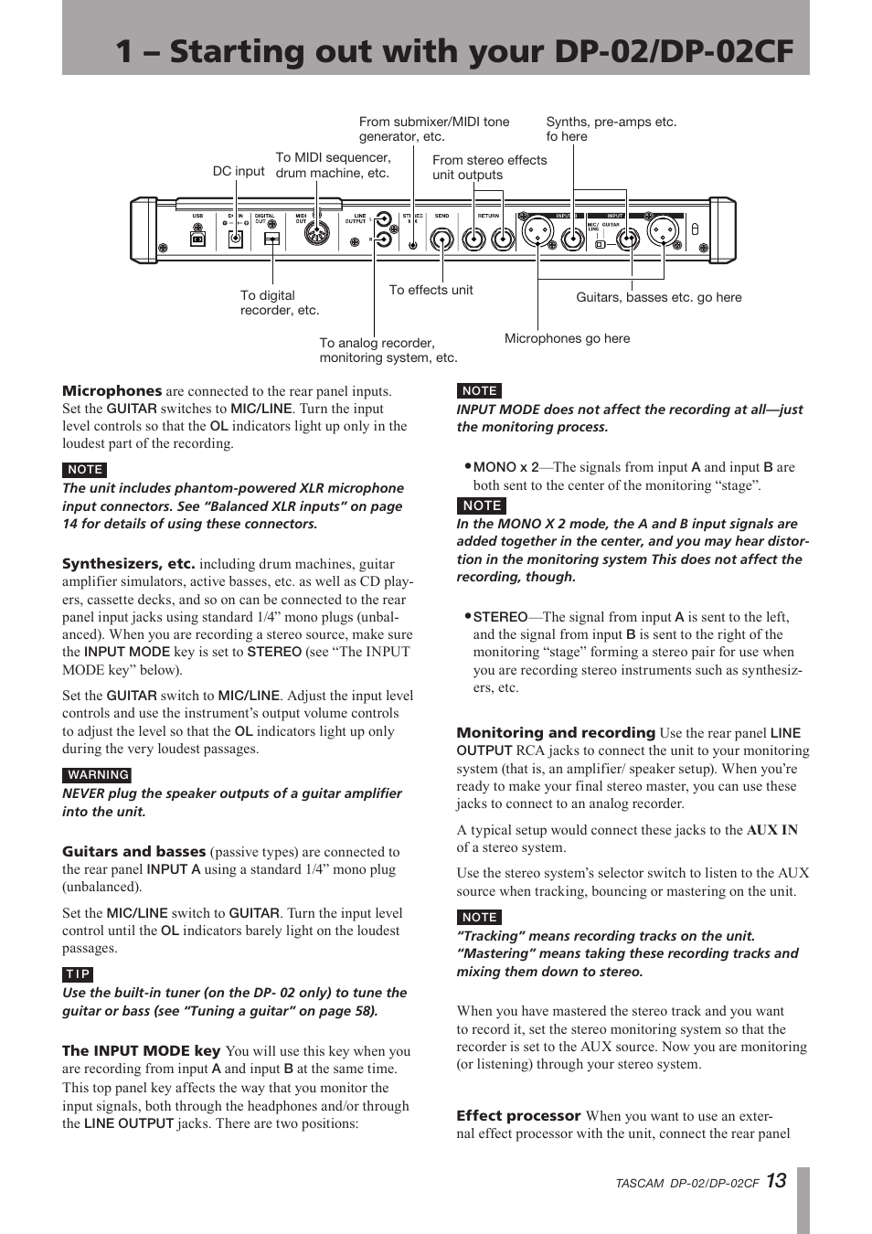 Important safety instructions | Tascam DP-02 User Manual | Page 13 / 80