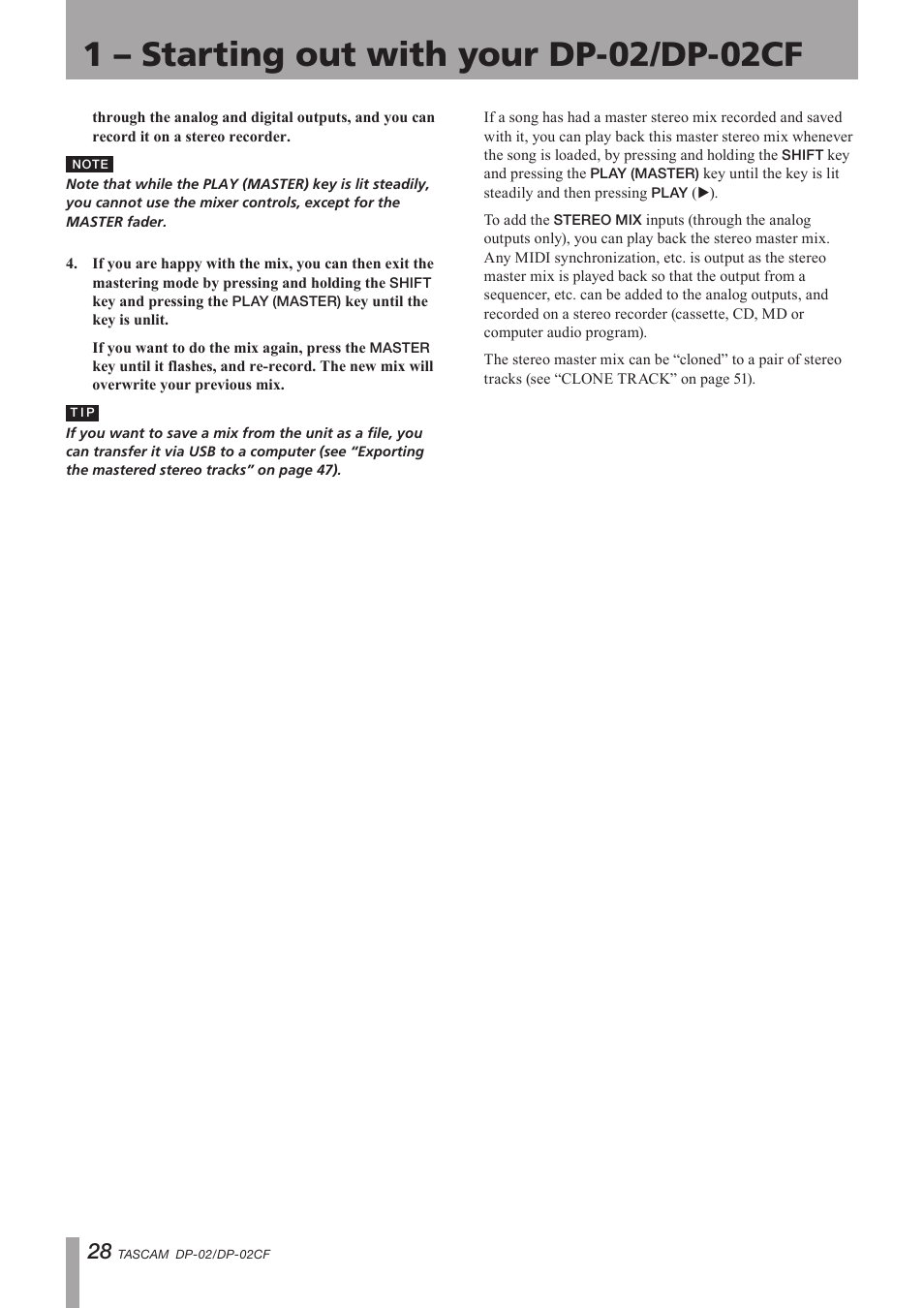 Important safety precautions | Tascam DP-02 User Manual | Page 28 / 80