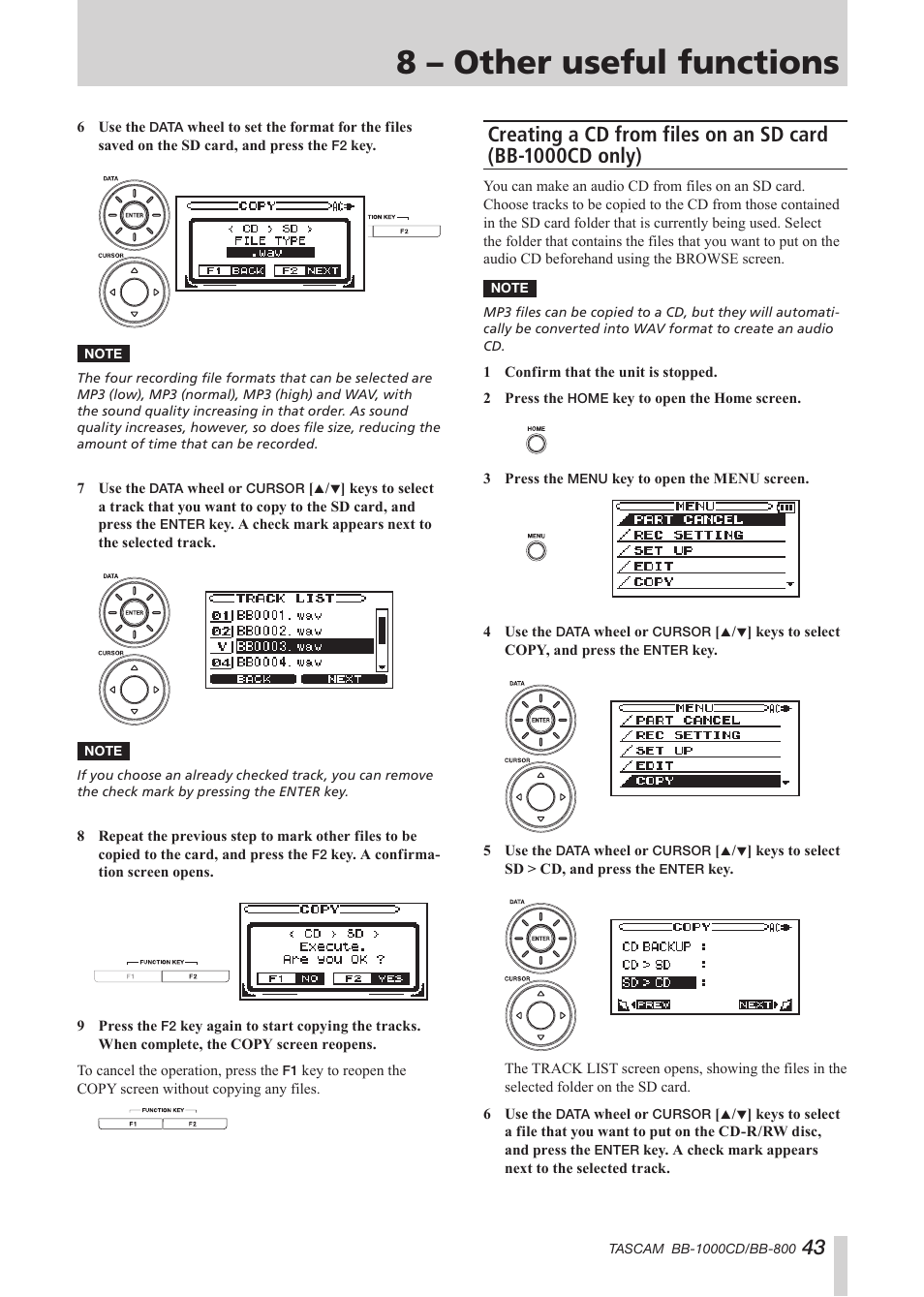 8 – other useful functions | Tascam BB-800 User Manual | Page 43 / 52