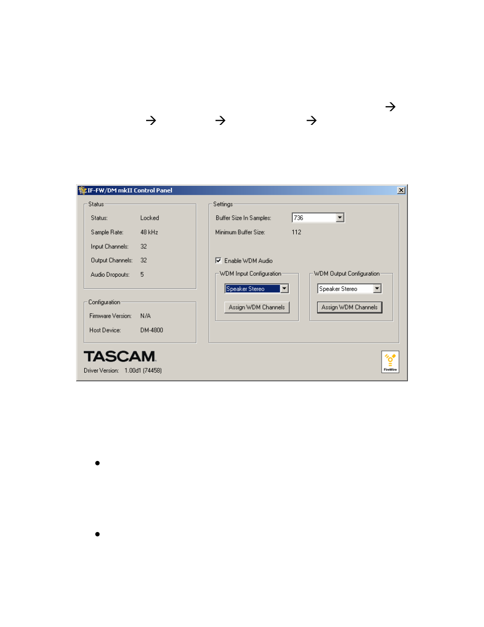 The if-fw/dm, Ii control panel | Tascam IF-DM User Manual | Page 29 / 42