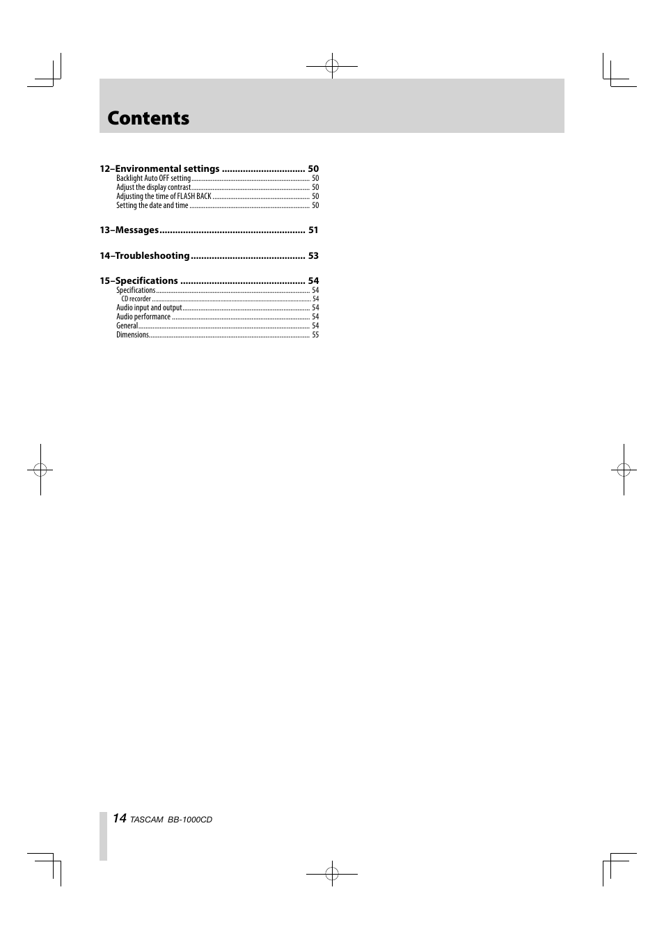 Tascam BB-1000CD User Manual | Page 14 / 56