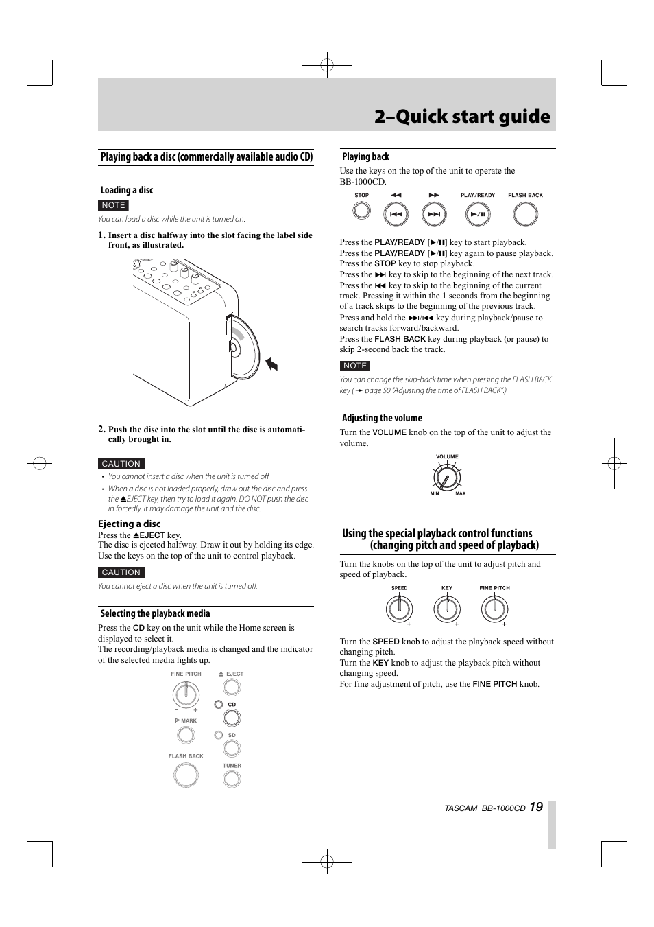 2–quick start guide | Tascam BB-1000CD User Manual | Page 19 / 56