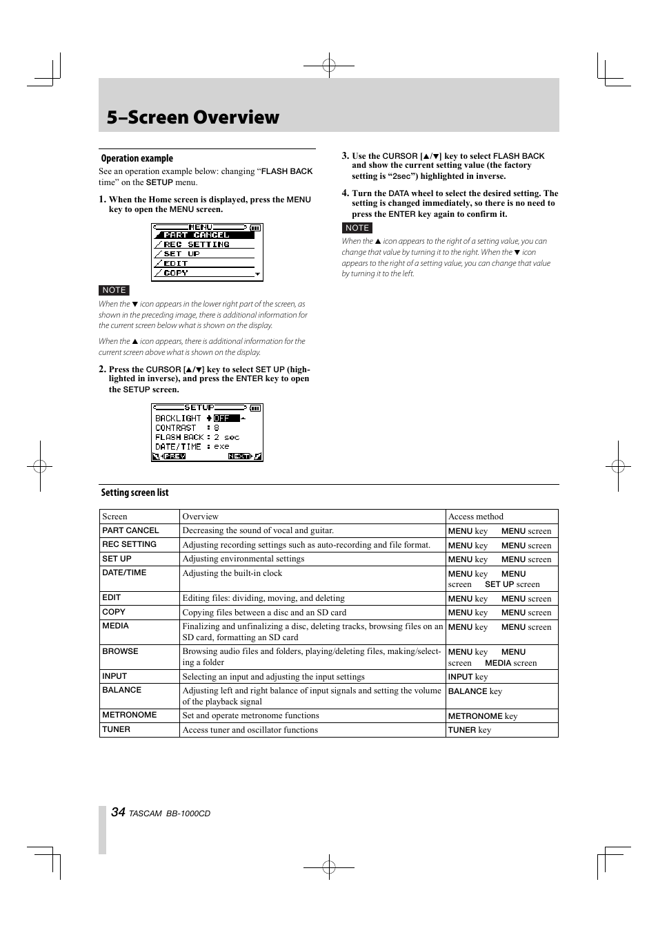 5–screen overview | Tascam BB-1000CD User Manual | Page 34 / 56