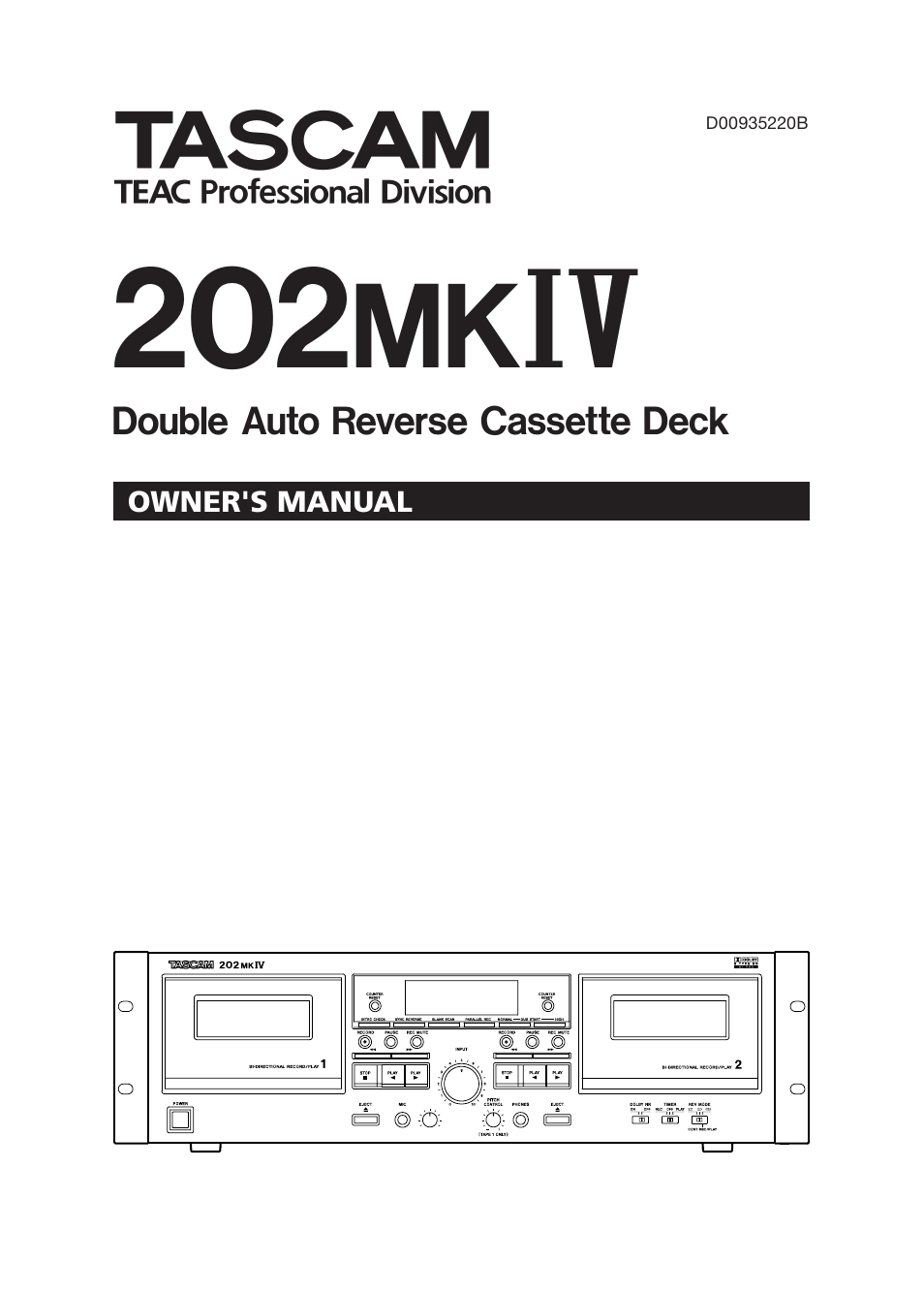 Tascam D00935220B User Manual | 28 pages