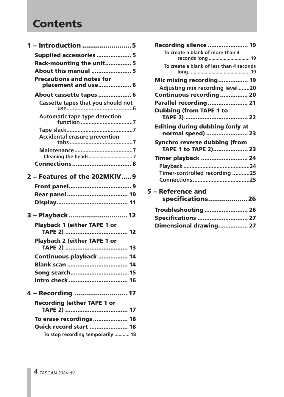 Tascam D00935220B User Manual | Page 4 / 28