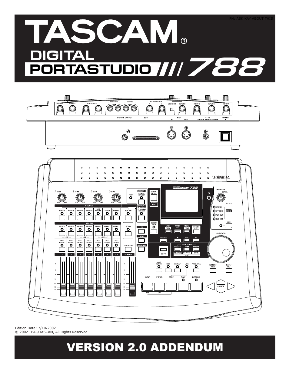 Tascam PORTASTUDIO 788 User Manual | 8 pages