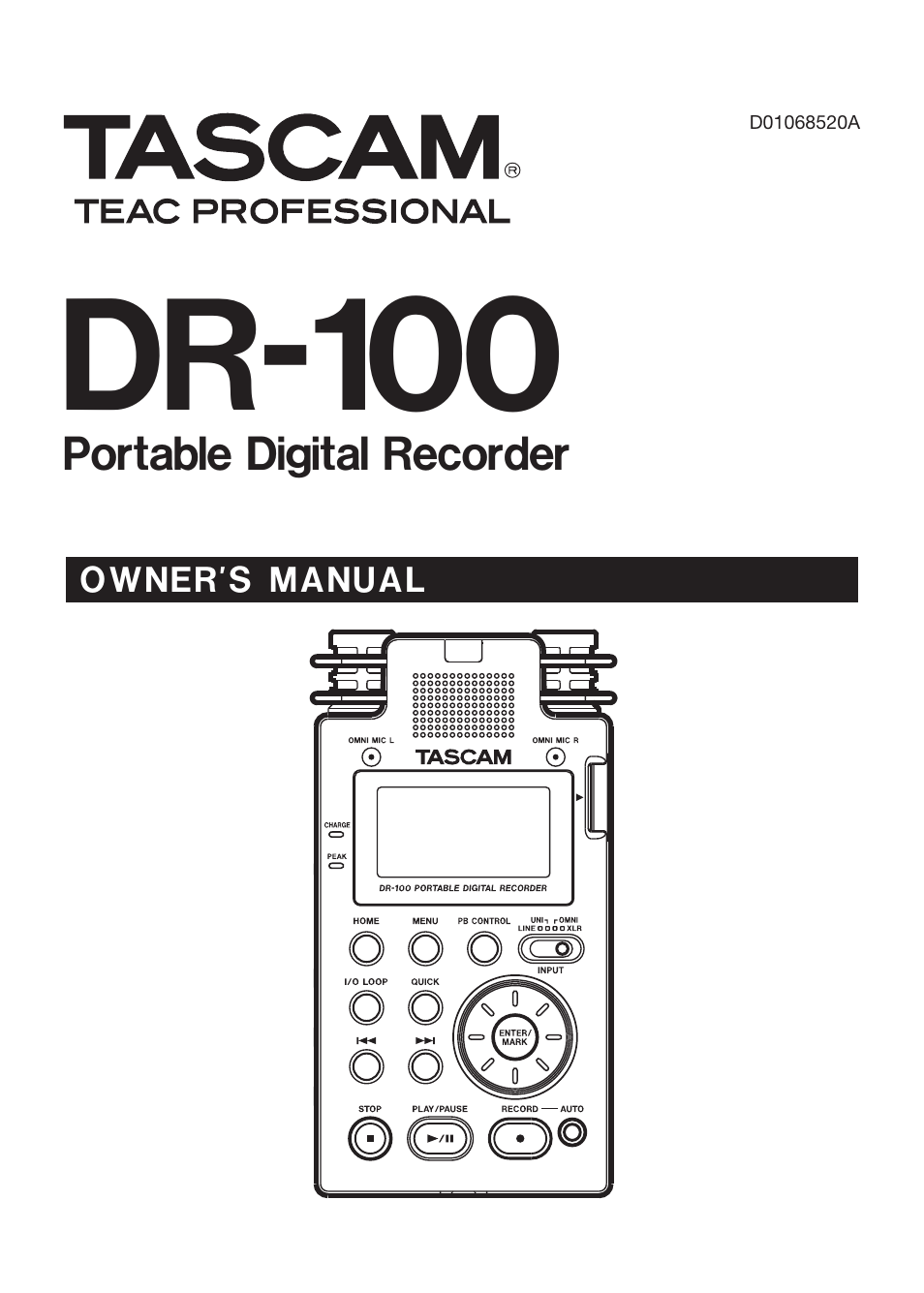 Tascam DR-100 User Manual | 52 pages