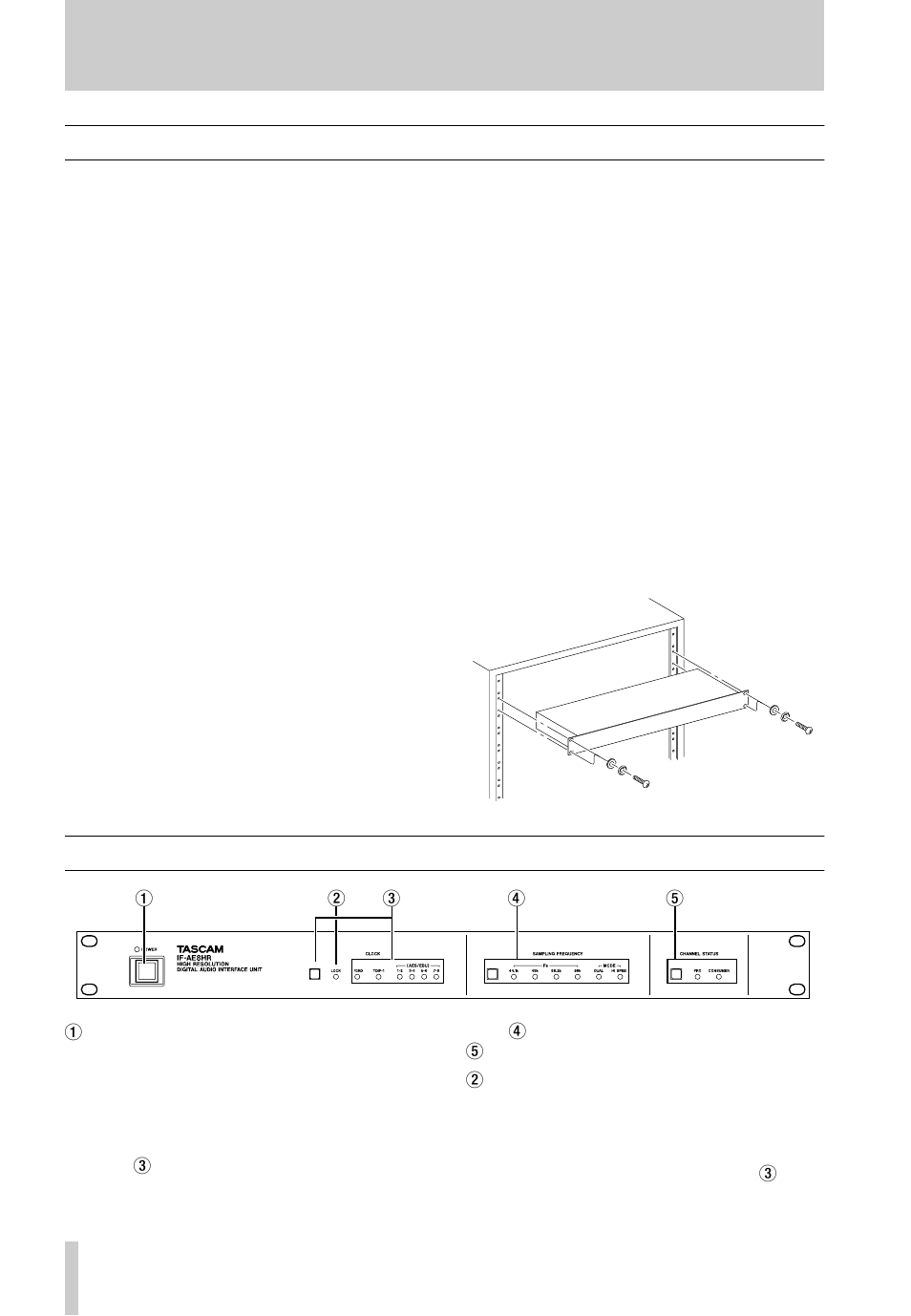 Tascam if-ae8hr, 1introduction, 2front panel | Tascam IF-AE8HR User Manual | Page 4 / 8