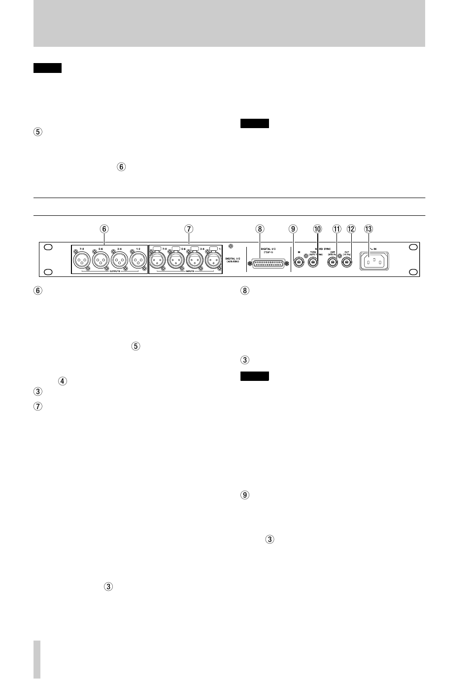 Tascam if-ae8hr, 3rear panel | Tascam IF-AE8HR User Manual | Page 6 / 8