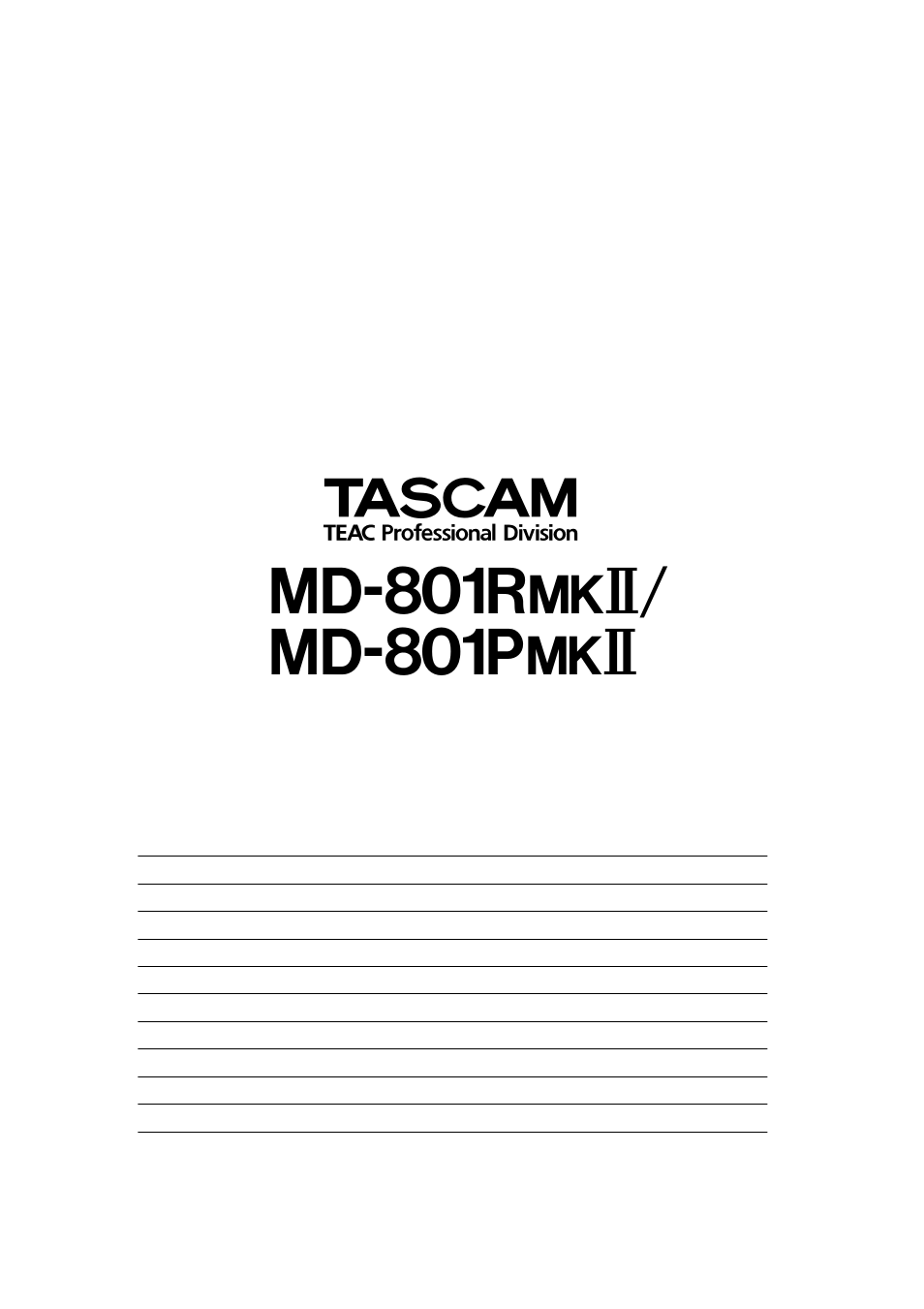 Md-801r, Md-801p | Tascam MD-801R/P Mk II User Manual | Page 52 / 52