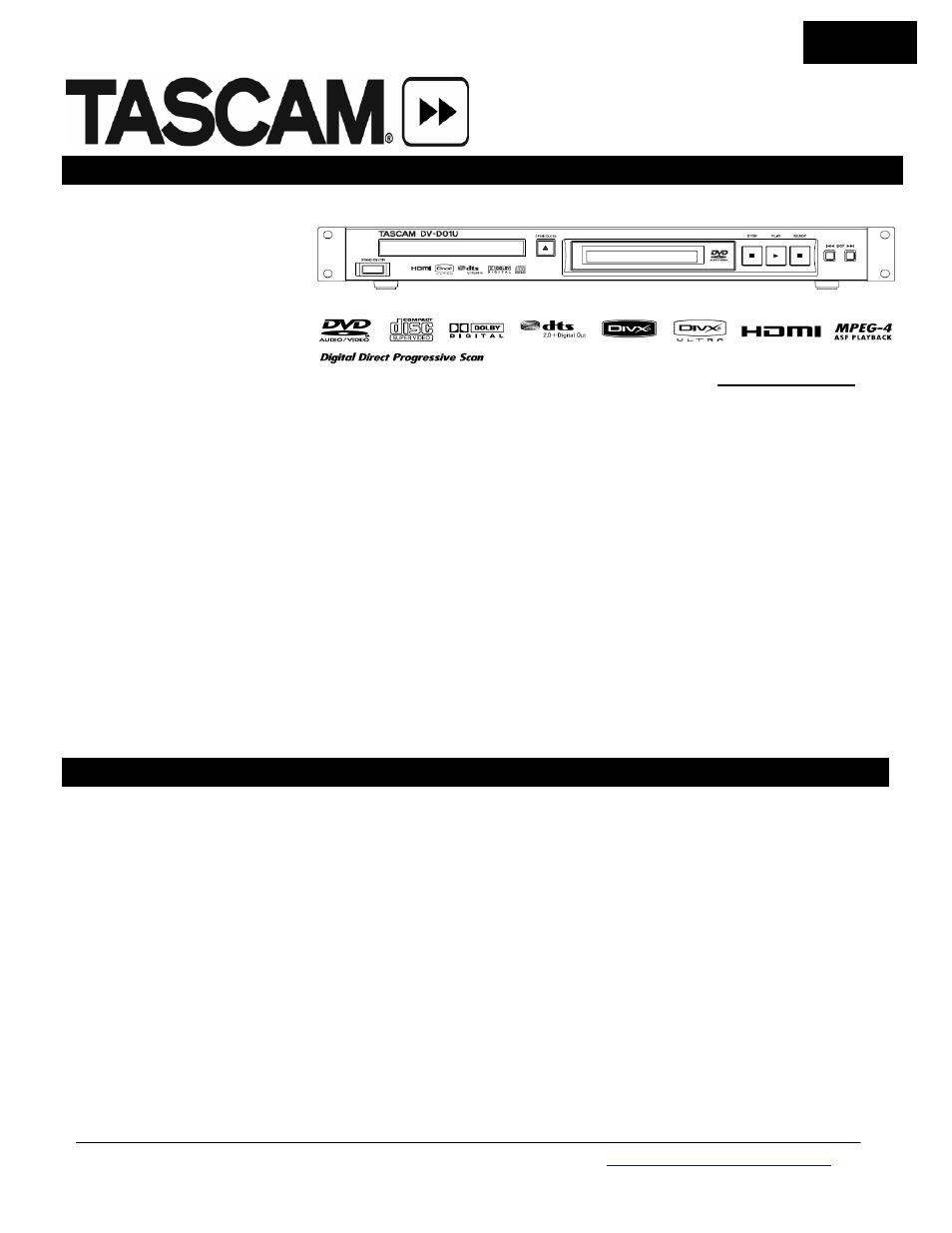 Tascam DV-D01U User Manual | 3 pages