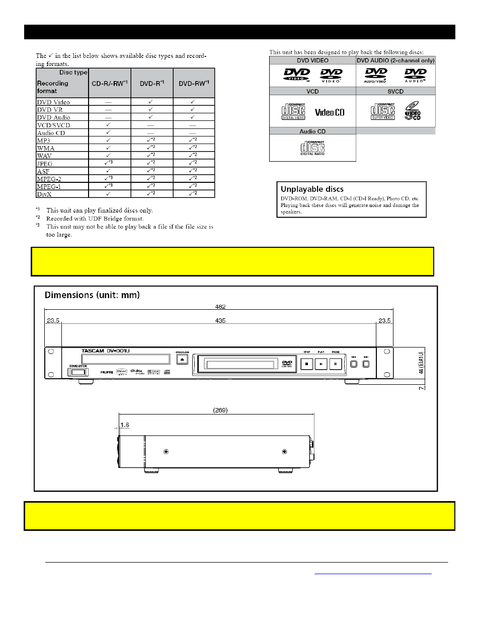 Tascam DV-D01U User Manual | Page 3 / 3