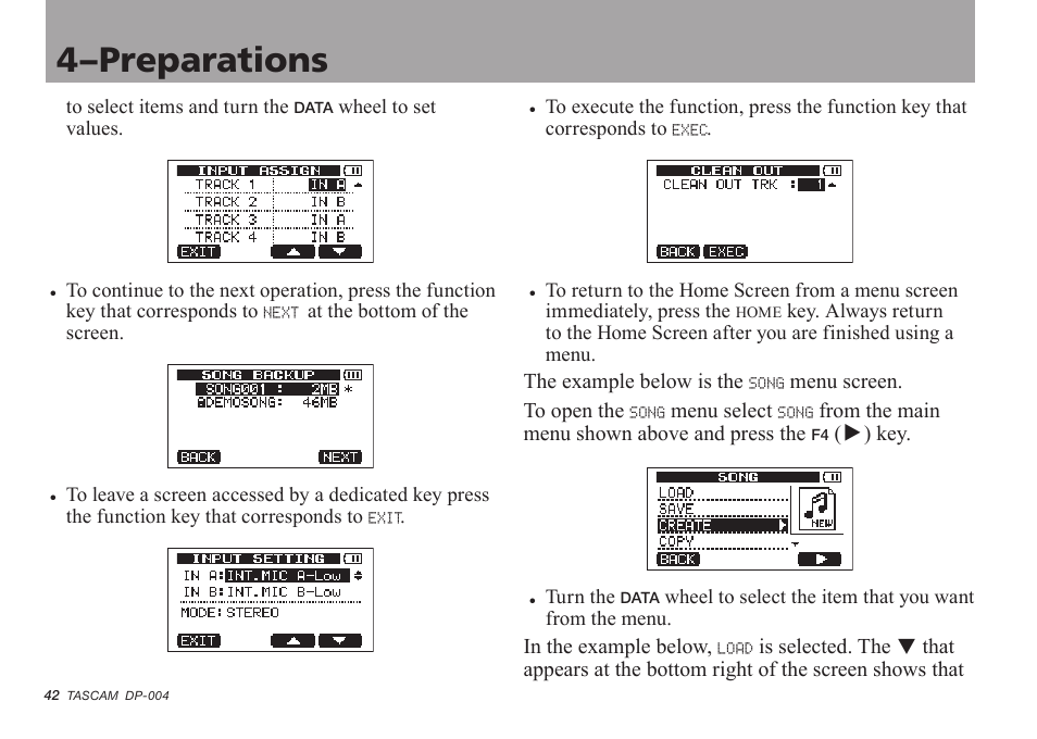 4–preparations | Tascam DP-004 User Manual | Page 42 / 112