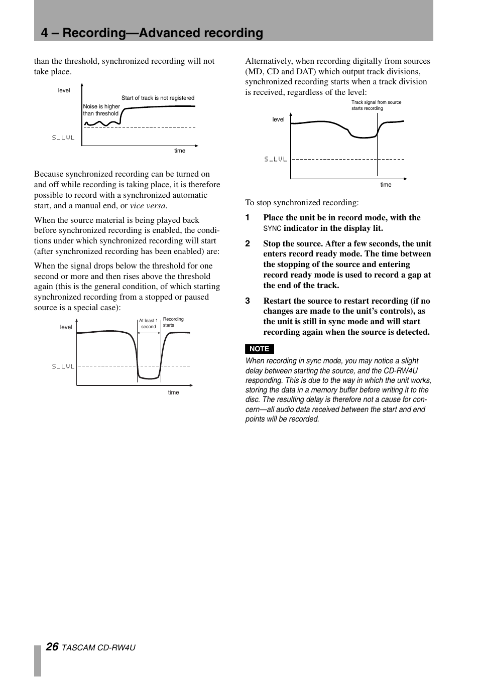 4 – recording—advanced recording | Tascam CD-RW4U User Manual | Page 26 / 32