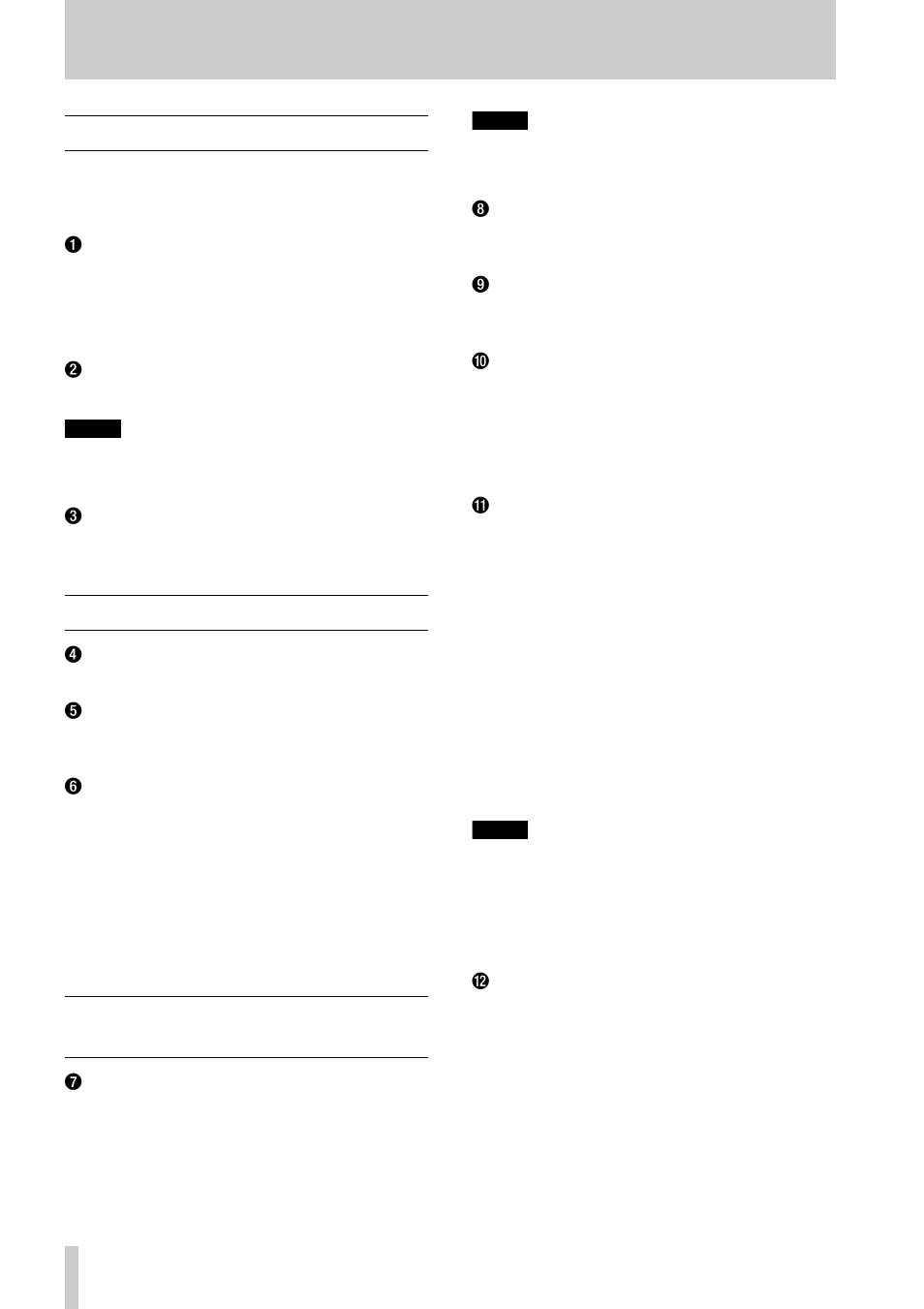 2 • front and rear panels—main unit (front panel), 1 main unit (front panel), 2 main unit (rear panel) | 3 remote control unit (front panel) | Tascam CD-302 User Manual | Page 12 / 32