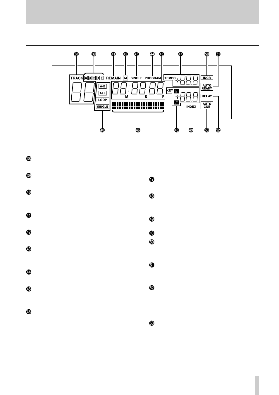 2 • front and rear panels—display, 15 2.5 display | Tascam CD-302 User Manual | Page 15 / 32