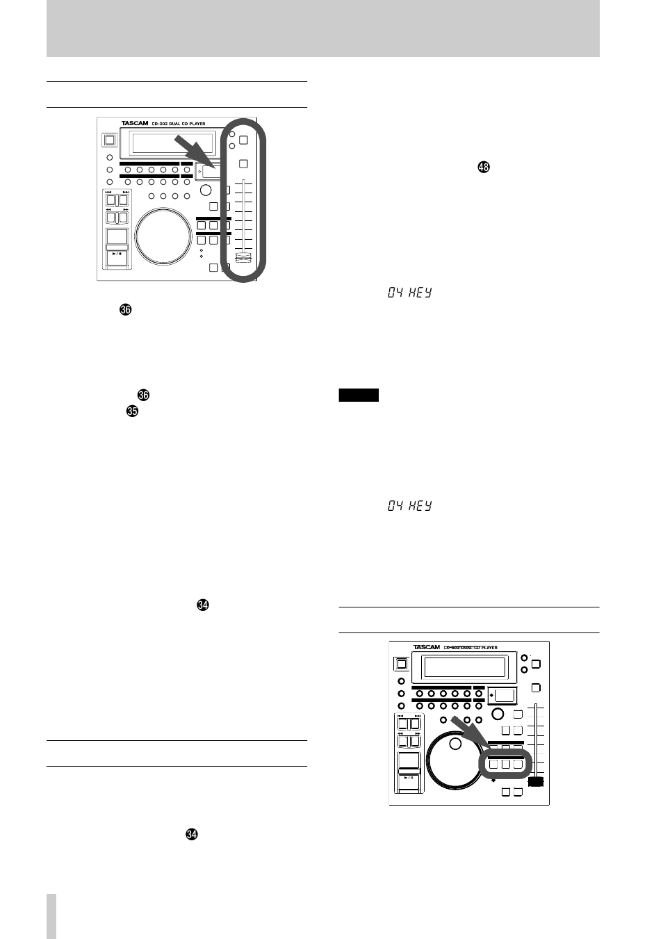 4 - advanced operations, 1 tempo (speed) control, 2 key (pitch) control | 3 sampling | Tascam CD-302 User Manual | Page 20 / 32