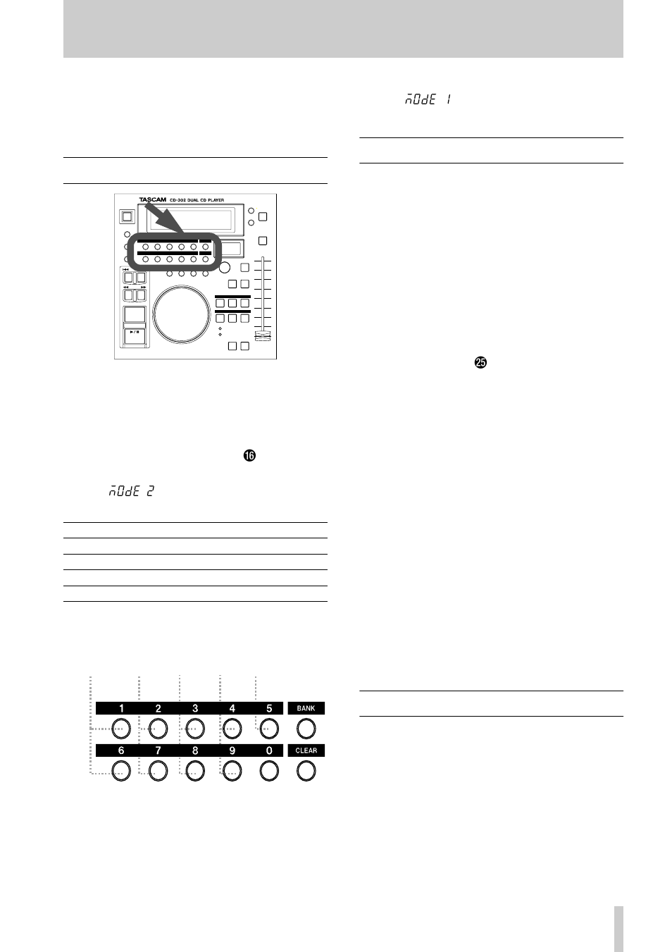 4 • advanced operations—number key modes, 6 number key modes, 7 tempo sync | 8 beat sync | Tascam CD-302 User Manual | Page 23 / 32