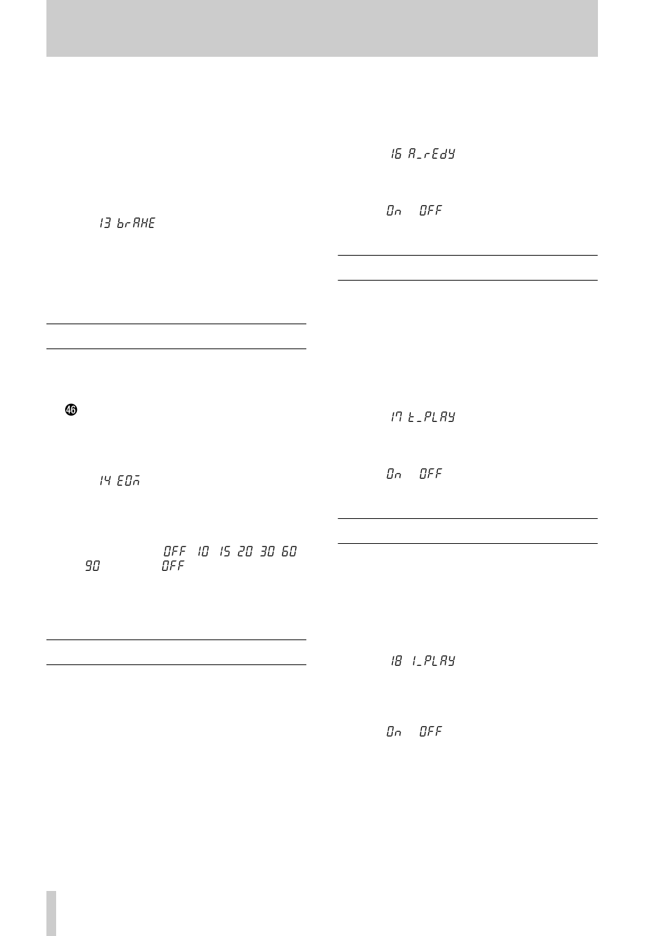 4 • advanced operations—setting the eom time, 15 setting the eom time, 16 auto ready | 17 timer play, 18 incremental play | Tascam CD-302 User Manual | Page 28 / 32