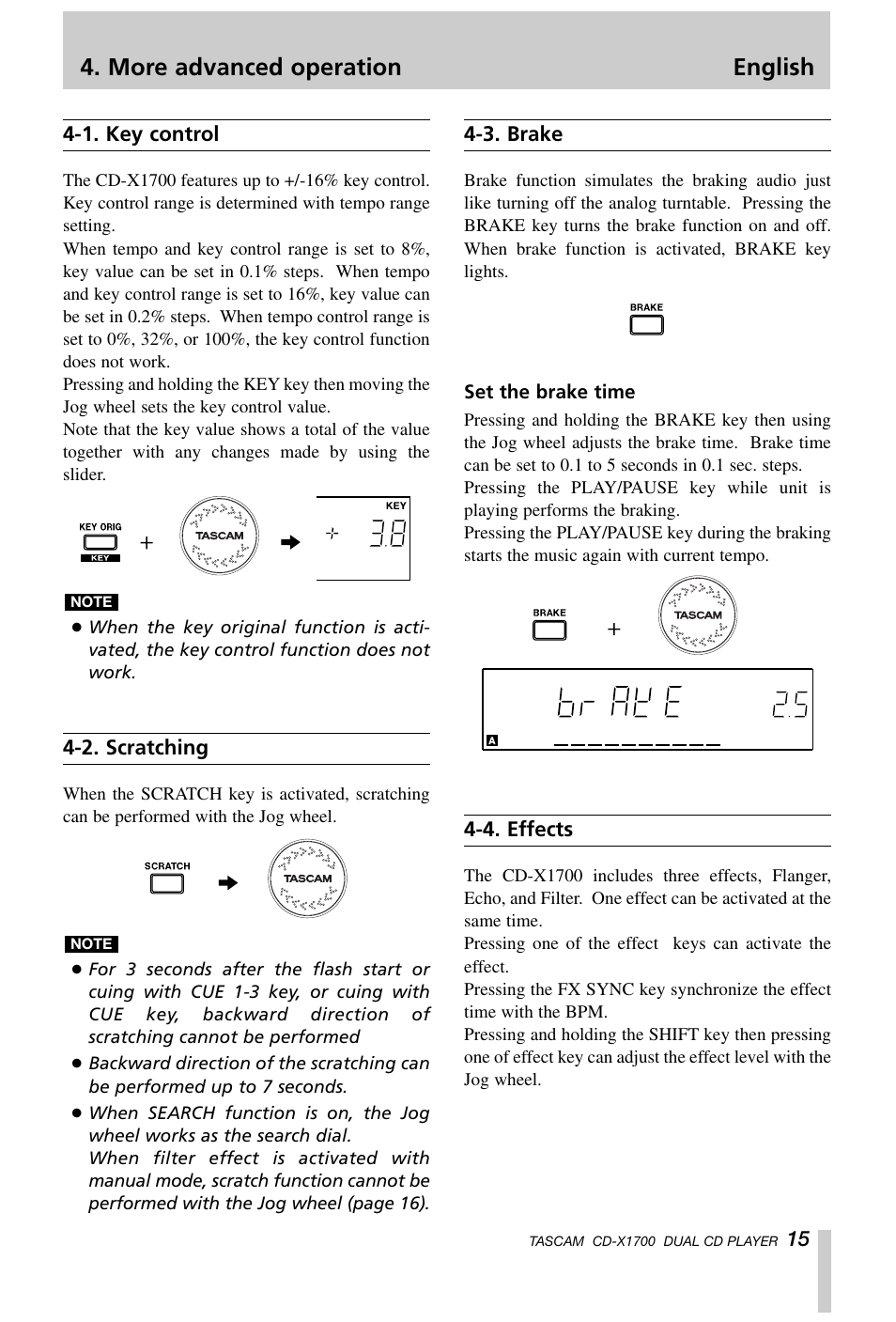 More advanced operation english | Tascam CD-X1700 User Manual | Page 15 / 48