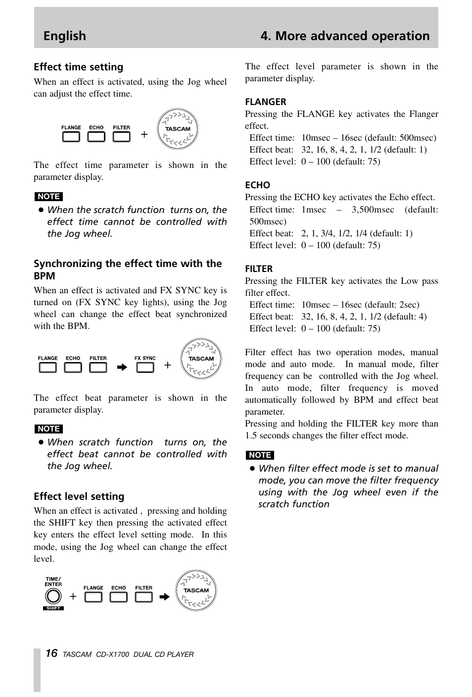 English 4. more advanced operation | Tascam CD-X1700 User Manual | Page 16 / 48