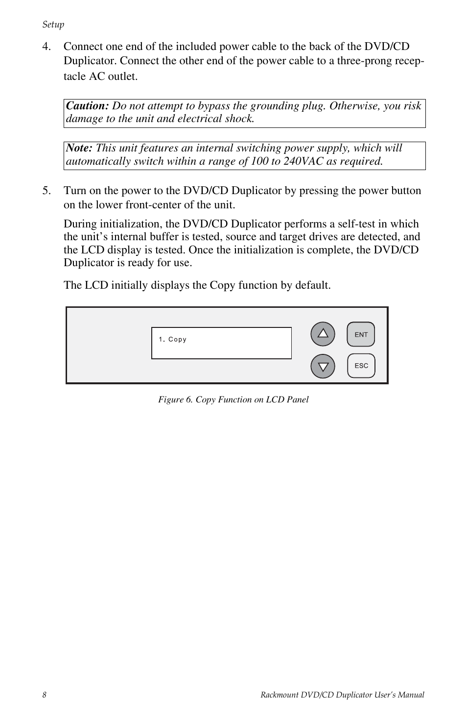 Figure 6. copy function on lcd panel | Tascam DV-W11R User Manual | Page 16 / 40