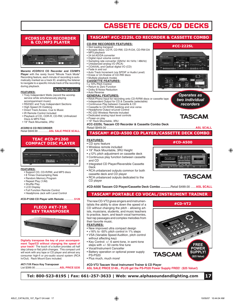 Tascam CD-VT2 User Manual | 8 pages