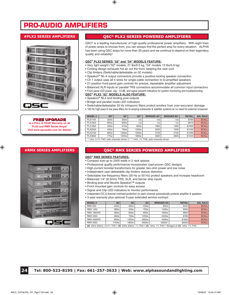 Pro-audio amplifiers, Plx2 series powered amplifiers, Rmx series powered amplifiers | Tascam CD-VT2 User Manual | Page 8 / 8