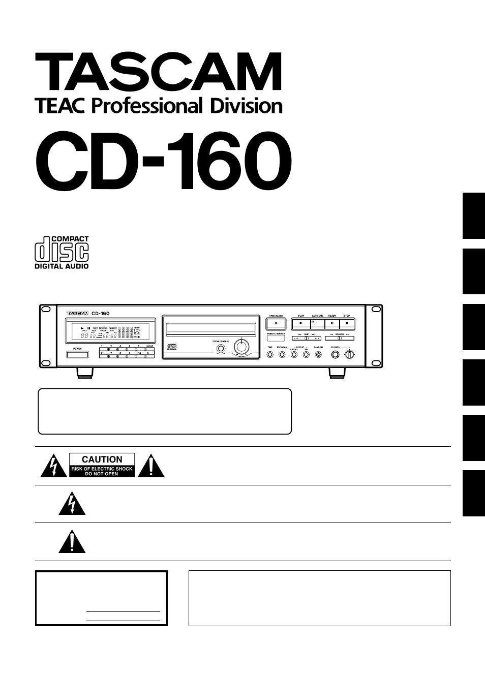 Tascam CD-160 User Manual | 52 pages