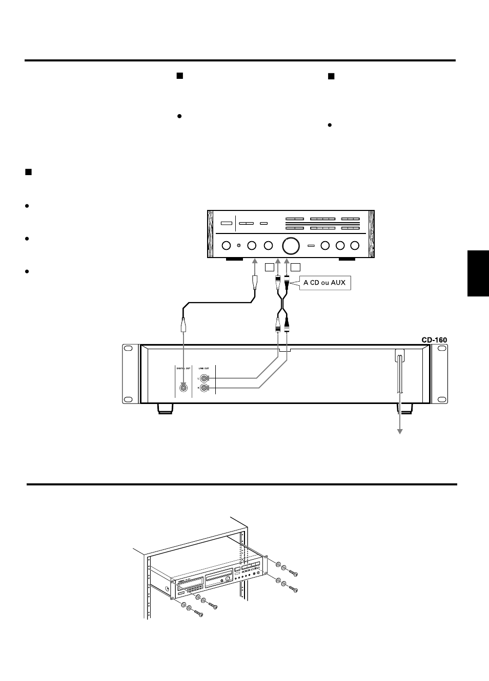 Raccordements, Montage en baie | Tascam CD-160 User Manual | Page 13 / 52