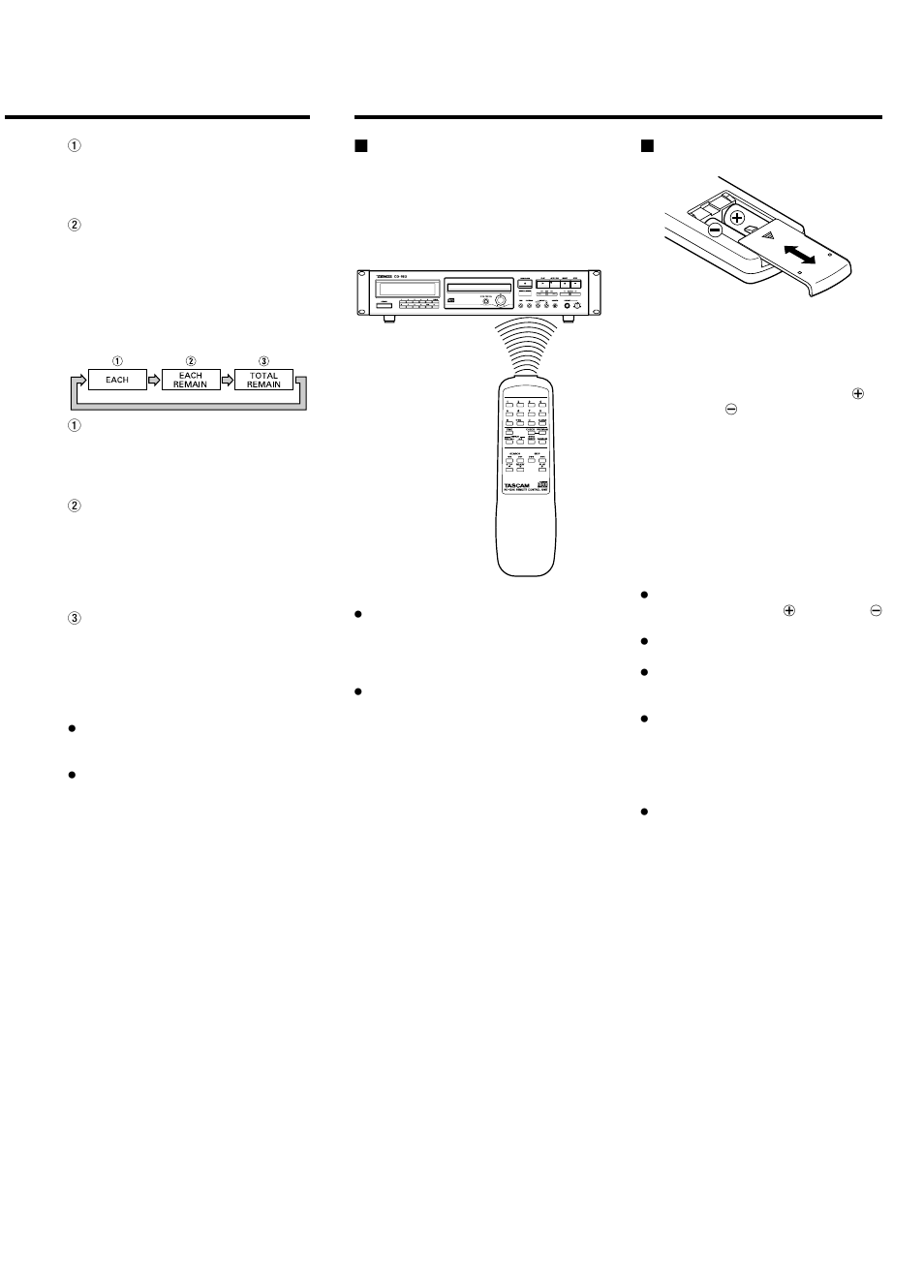 Operación de control remoto | Tascam CD-160 User Manual | Page 42 / 52