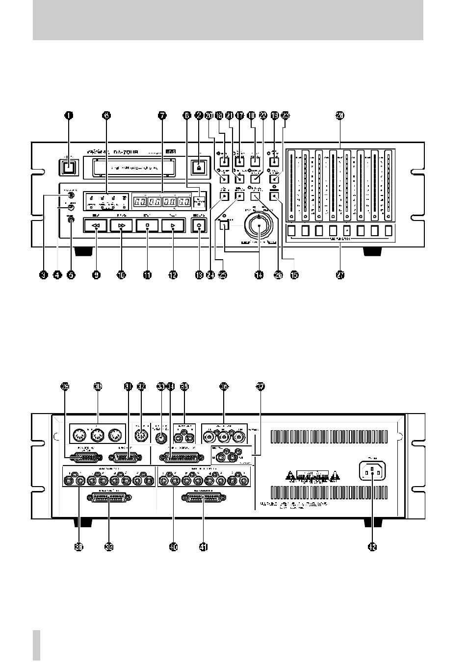 2 - front and rear panel features | Tascam DA-78HR User Manual | Page 12 / 78