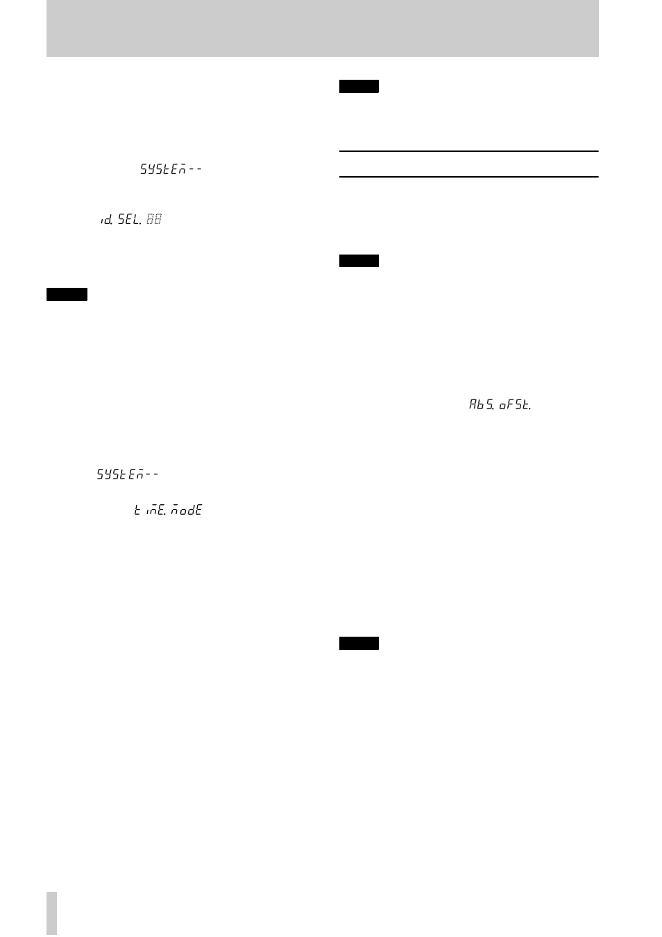 2 setting machine id, 3 master/slave settings (chase mode), 3 machine offset | 1 setting machine offset, 2 cancelling machine offset, Mode), 1 an, 2, “setting machine id, 3, “machine off- set” an, 8 - synchronization with other dtrs units | Tascam DA-78HR User Manual | Page 48 / 78