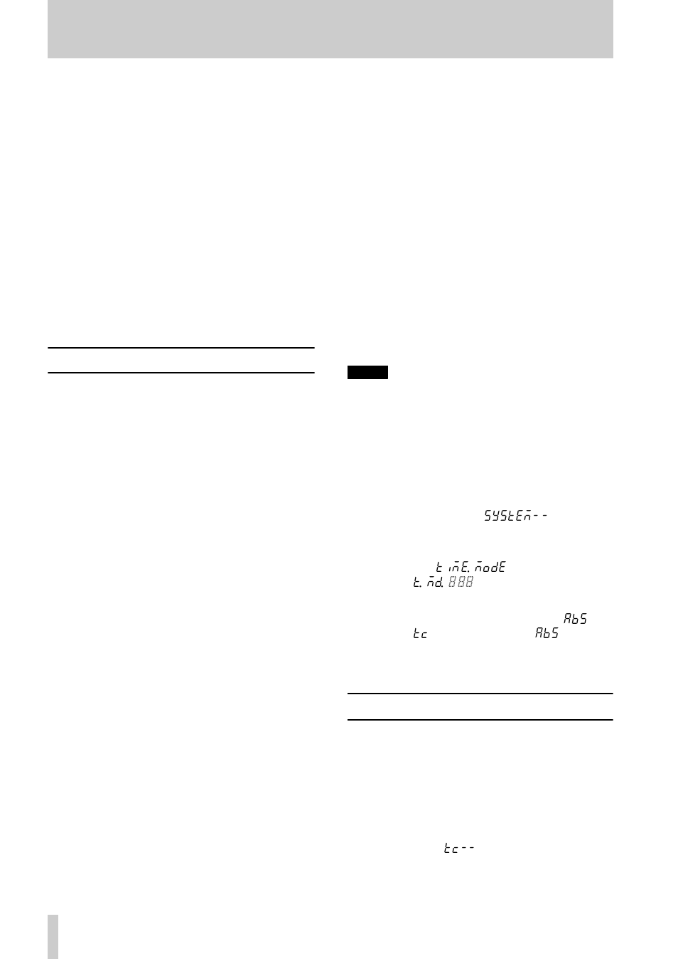 9 - operations related to timecode, 1 abs and timecode, 1 abs time | 2 tape timecode, 3 selecting tc or abs timing, 2 tape timecode mode, 1, “abs and timecode, 2, “tape time- code mode | Tascam DA-78HR User Manual | Page 52 / 78