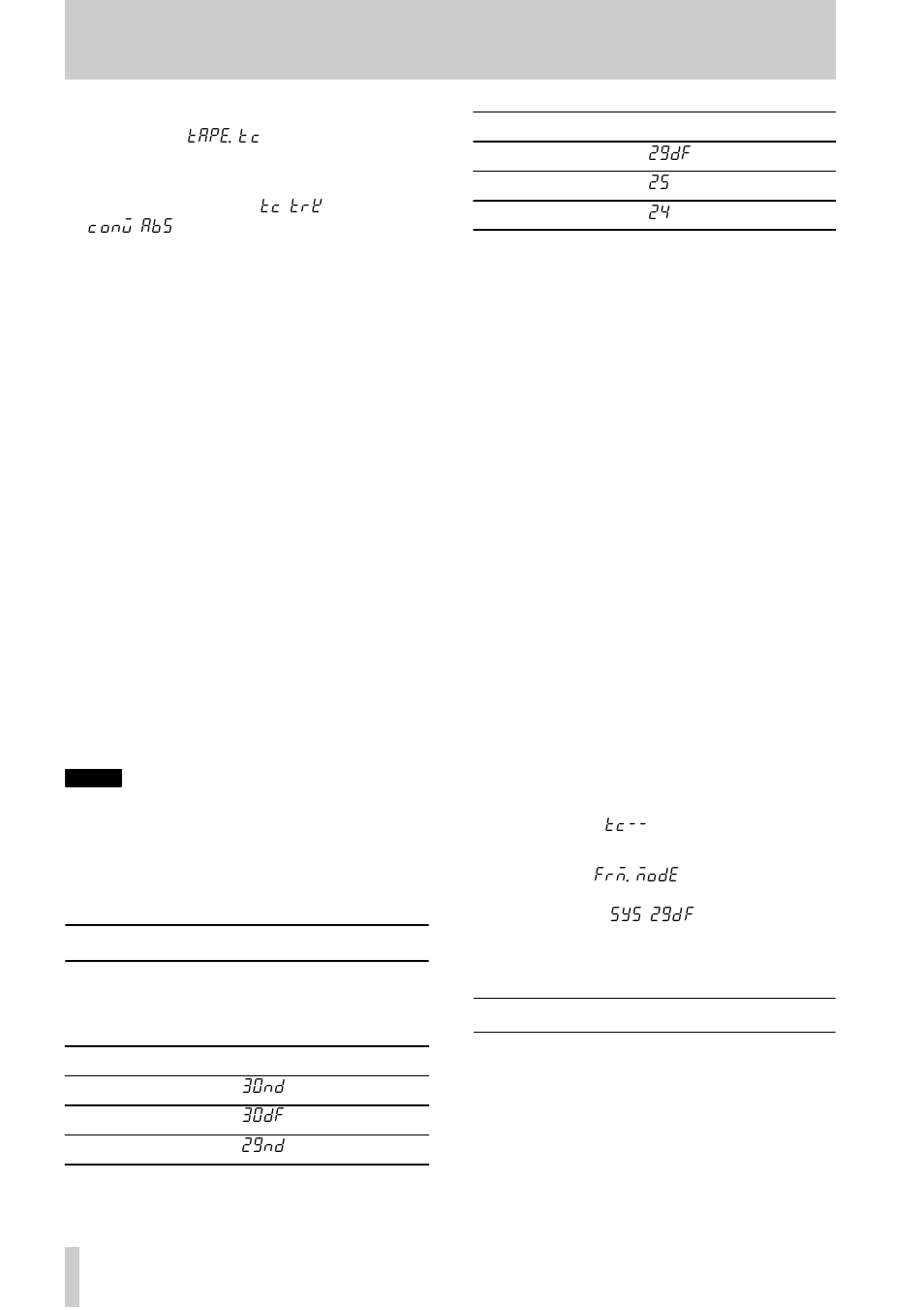 1 tape tc setting, 2 abs setting, 3 selecting the frame mode | 4 timecode input and output, 1 tape tc setting 9.2.2 abs setting, 3, “selecting the frame mode, 9 - operations related to timecode | Tascam DA-78HR User Manual | Page 53 / 78