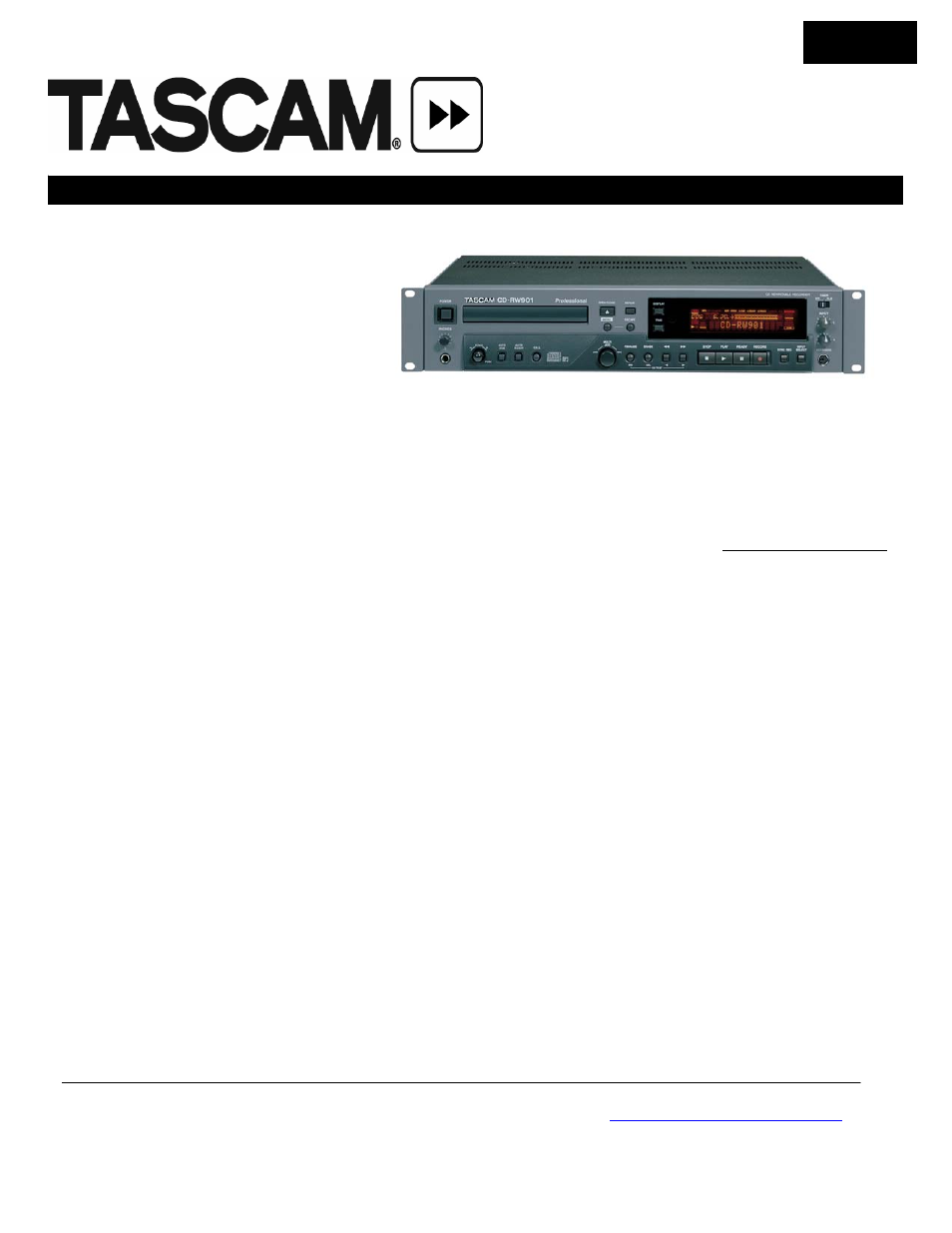 Tascam CD-RW901 User Manual | 3 pages