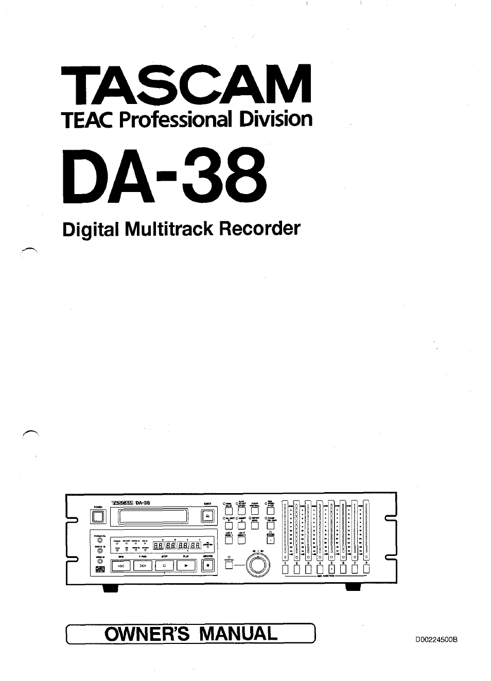 Tascam DA-38 User Manual | 37 pages