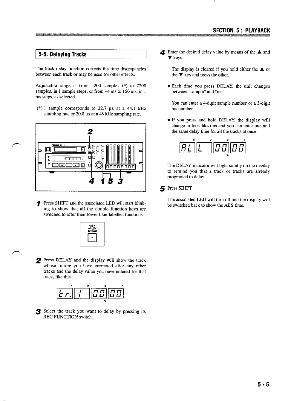 N n 1 u u \u u, 6. delaying tracks, U u u u | Tascam DA-38 User Manual | Page 25 / 37