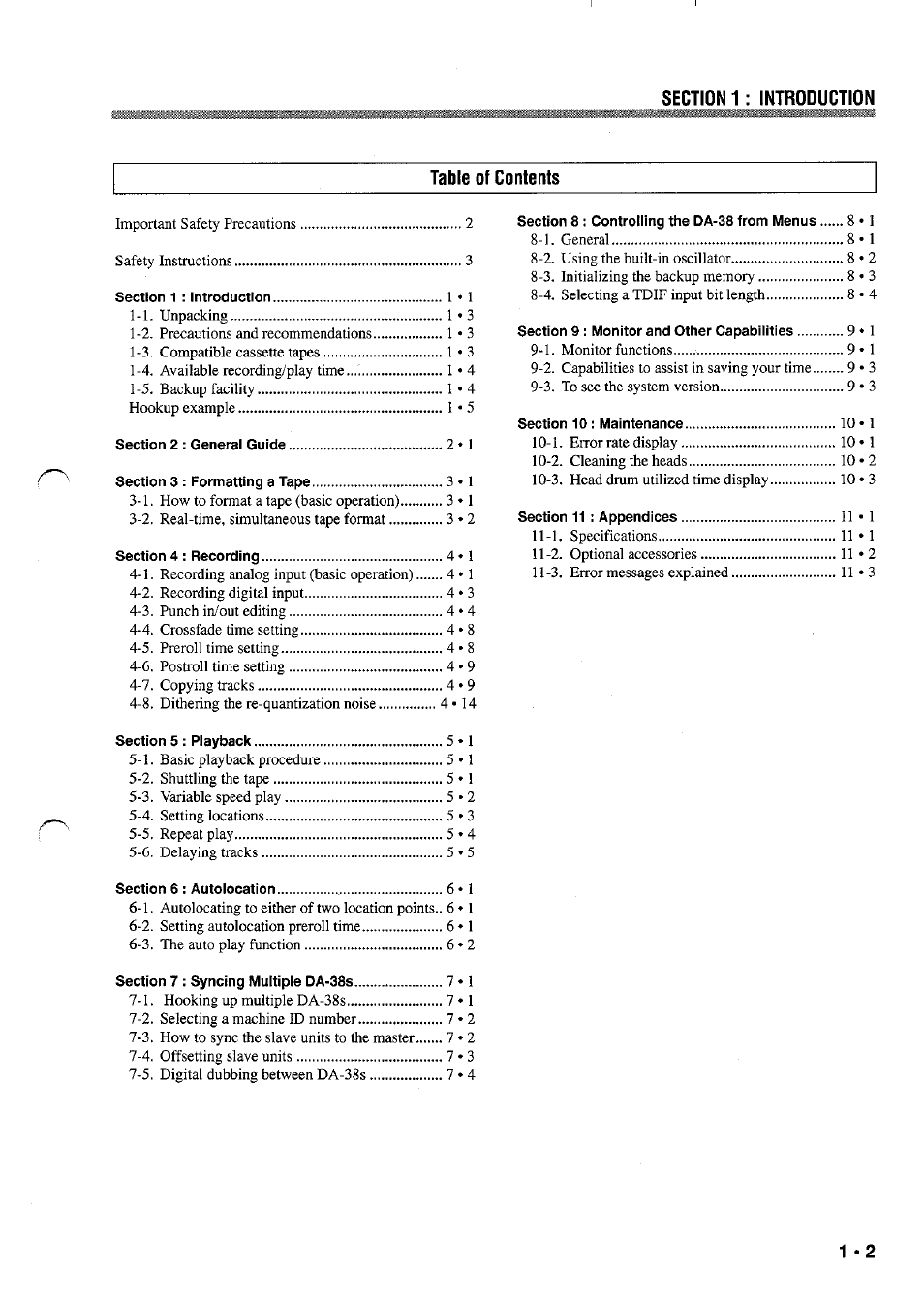 Tascam DA-38 User Manual | Page 3 / 37