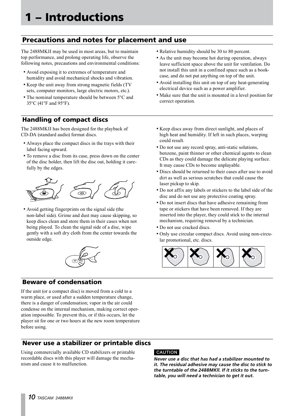 1 − introductions | Tascam 2488MKII User Manual | Page 10 / 116