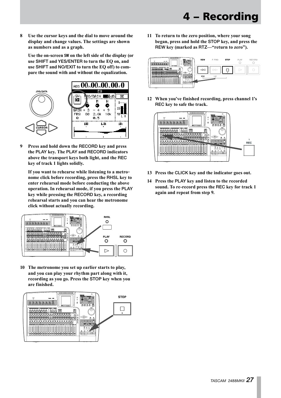 4 − recording | Tascam 2488MKII User Manual | Page 27 / 116