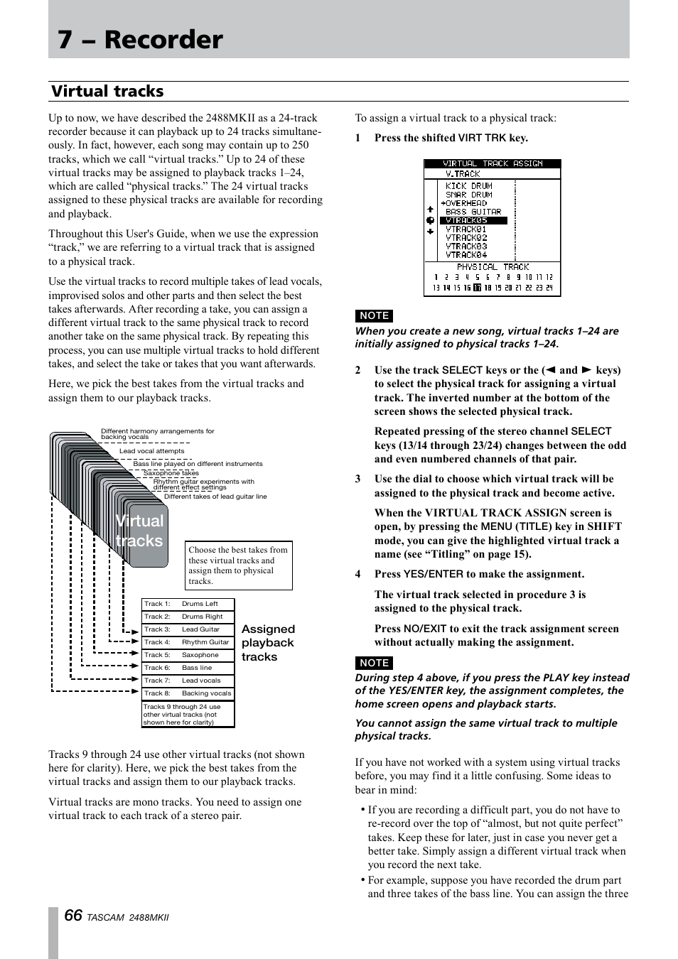 Virtual tracks, 7 − recorder | Tascam 2488MKII User Manual | Page 66 / 116