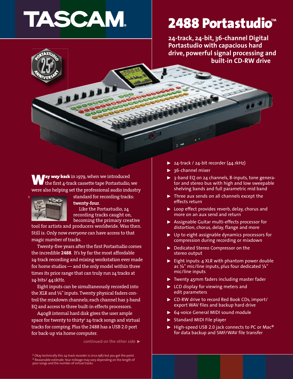 Tascam Portastudio 2488 User Manual | 2 pages