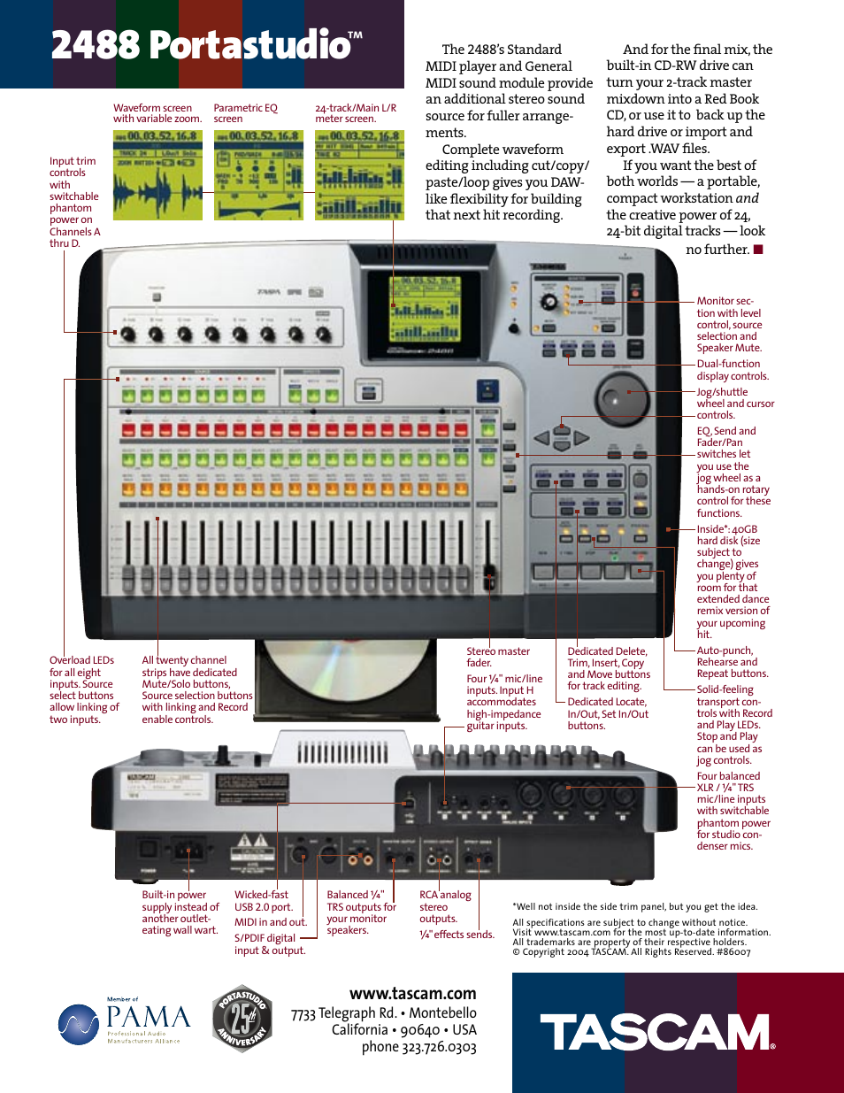 2488 portastudio | Tascam Portastudio 2488 User Manual | Page 2 / 2