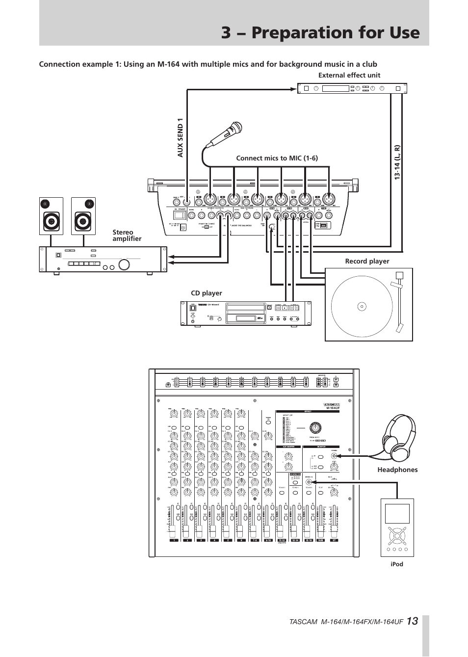 3 − preparation for use | Tascam TEAC PROFESSIONAL M-164 User Manual | Page 13 / 40