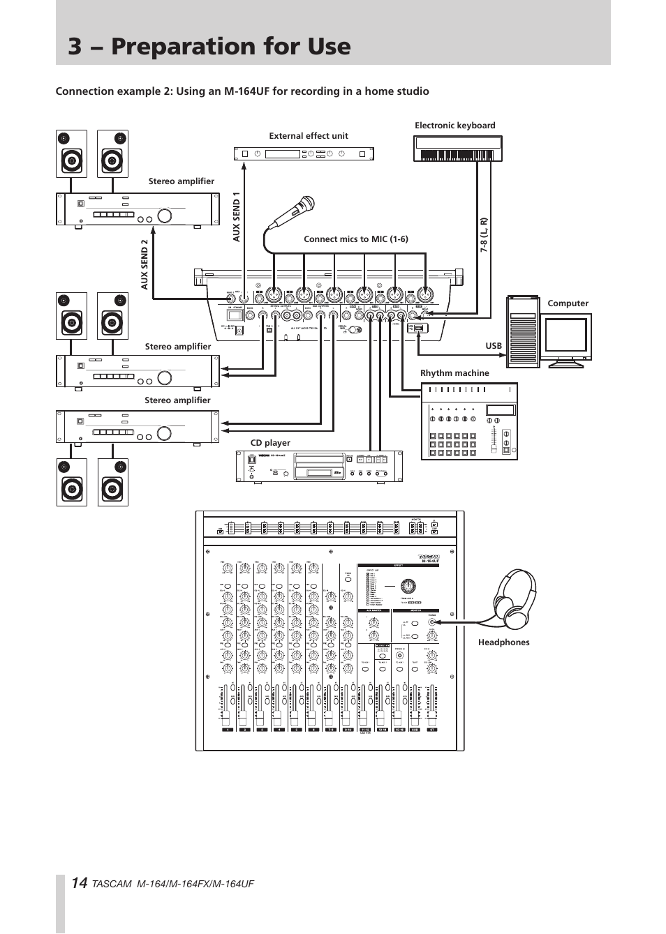 3 − preparation for use | Tascam TEAC PROFESSIONAL M-164 User Manual | Page 14 / 40