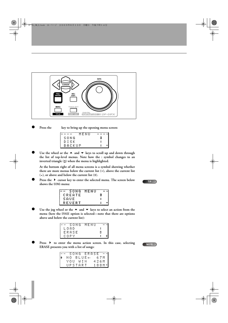 Navigation | Tascam DP-01FX/CD User Manual | Page 14 / 88